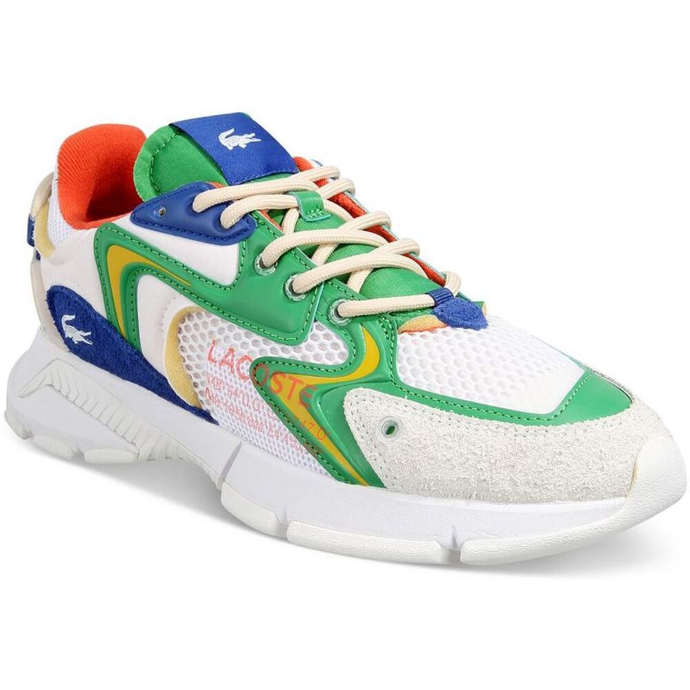 Lacoste Mens White Colorblock Leather Casual And Fashion Sneakers New